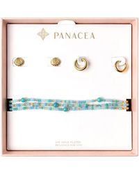 Panacea - Shell Stud, Huggie Hoop Earrings & Beaded Stretch Bracelets Set - Lyst