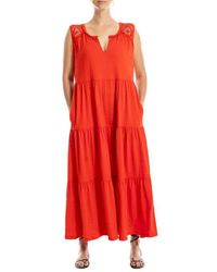 Max Studio - Crochet Trim Tiered Maxi Dress - Lyst
