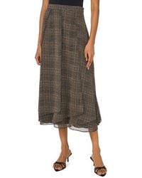 Halogen® - Paneled Plaid Midi Skirt - Lyst