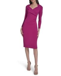 Calvin Klein - Stretch Crepe Midi Sheath Dress - Lyst