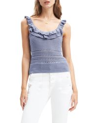 7 For All Mankind - Openwork Ruffle Neck Sweater Tank - Lyst