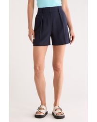 Theory - High Waist Pleat Crepe Shorts - Lyst