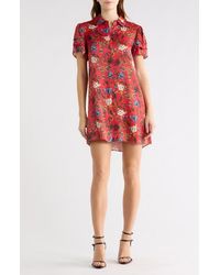 Alice + Olivia - Jem Floral Tiered Short Sleeve Shirtdress - Lyst