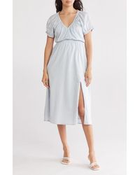Steve Madden - Puff Sleeve Empire Waist Cotton Midi Dress - Lyst