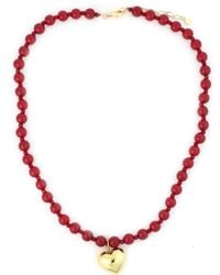 Panacea - Heart Pendant Beaded Necklace - Lyst