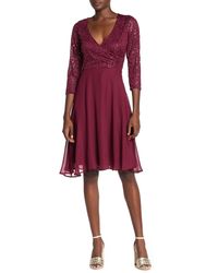 marina tiered chiffon flutter sleeve dress