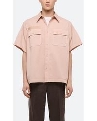 Helmut Lang - Gd Uniform Short Sleeve Stretch Twill Button Up Shirt - Lyst
