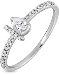 Bony Levy - Maya Pear Cut Diamond Pavé Ring - Lyst
