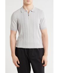 T.R. Premium - Textured Sweater Knit Zip Polo - Lyst