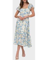AUGUST SKY - Flutter Sleeve Midi Dress - Lyst