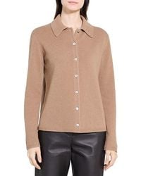Theory - Collar Cashmere & Wool Rib Cardigan - Lyst