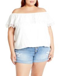 City Chic - Sara Off The Shoulder Short Sleeve Top - Lyst