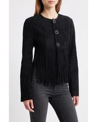 FRAME - The Saddle Suede Fringe Jacket - Lyst