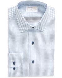 Lorenzo Uomo - Trim Fit Textured Windowpane Cotton Dress Shirt - Lyst