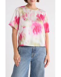 DKNY - Print Scarf Twill Short Sleeve Top - Lyst
