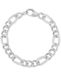 Glaze Jewelry - Rhodium Plated Sterling Pavé Cz Chunky Figaro Bracelet - Lyst