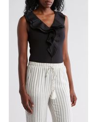 Ellen Tracy - Mixed Media Ruffle Tank - Lyst