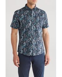 14th & Union - Tropical Mix Short Sleeve Cotton & Linen Button-up Shirt - Lyst