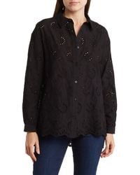 Adrianna Papell - Eyelet Button-up Shirt - Lyst