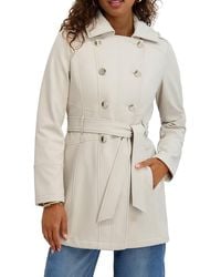 Kensie - Hooded Double Breasted Soft Shell Jacket - Lyst