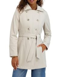 Kensie - Hooded Double Breasted Soft Shell Jacket - Lyst