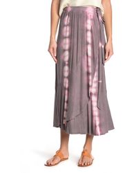 Go Couture Faux Wrap Midi Skirt In White Tie Dye At Nordstrom Rack - Pink