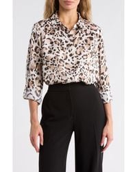 DKNY - Printed Satin Roll Tab Top - Lyst