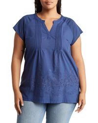 Forgotten Grace - Pleated Embroidered Cotton Tunic Top - Lyst
