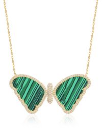 Gabi Rielle - 14k Yellow Gold Plated Sterling Silver Pave Cz & Malachite Butterfly Pendant Necklace - Lyst