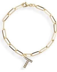 Meshmerise - Diamond Initial Charm Bracelet - Lyst