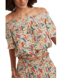 Marine Layer - Nora Smocked Off The Shoulder Cotton Top - Lyst