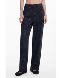 Desigual - Check & Cherry Stretch Cotton Twill Pants - Lyst