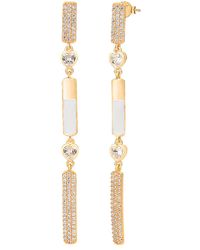 Gabi Rielle - 14k Gold Plated Sterling Silver White Enamel & Cz Pave Bar Heart Linear Drop Earrings - Lyst