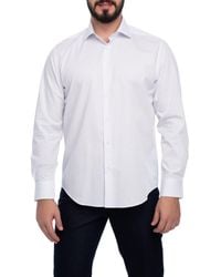 VELLAPAIS - Grid Cotton Slim Fit Button Down Shirt - Lyst
