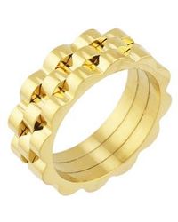 Rebel - Alternating Ribbed Band Ring - Lyst