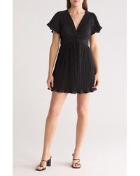Lush - Twist Front Plissé Dress - Lyst