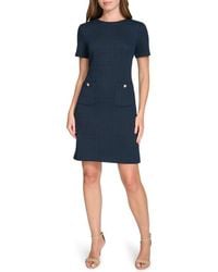 Tommy Hilfiger - Windowpane Short Sleeve Shift Dress - Lyst