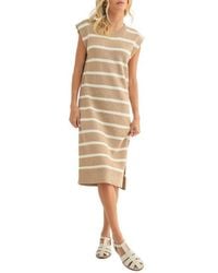 Wishlist - Stripe Cap Sleeve Midi Sweater Dress - Lyst