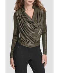 DKNY - Heather Foil Drape Top - Lyst