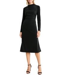 Maggy London - High Neck Long Sleeve Sheath Midi Dress - Lyst