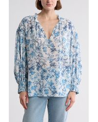 Alice + Olivia - Julius Tie Neck Blouson Sleeve Stretch Silk Top - Lyst