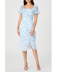 French Connection - Catrina Floral Puff Sleeve A-Line Dress - Lyst