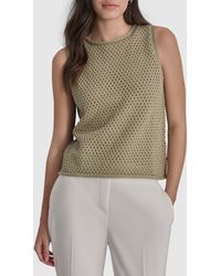 DKNY - Open Stitch Sleeveless Cotton Sweater - Lyst