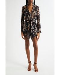 L'Agence - Arabell Print Tie Waist Romper - Lyst