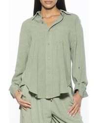 Alexia Admor - Amber Oversize Linen & Cotton Button-Up Shirt - Lyst