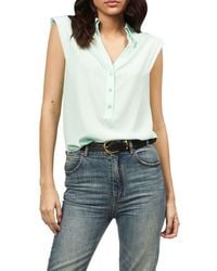 Equipment - Nataly Padded Shoulder Sleeveless Silk Top - Lyst