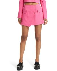 FRAME - Button Front Organic Linen Blend Miniskirt - Lyst