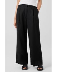 Eileen Fisher - Pleated High Waist Organic Linen Wide Leg Pants - Lyst