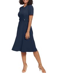 London Times - Side Tab Fit & Flare Dress - Lyst