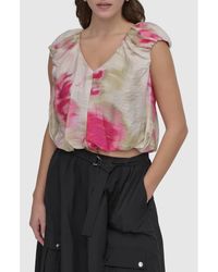 DKNY - Printed Rumple Voile Top - Lyst